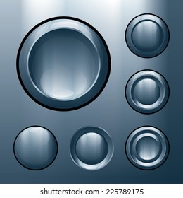 Set of metal buttons. Eps8. CMYK. Global colors. Organized by layers. Gradients used.