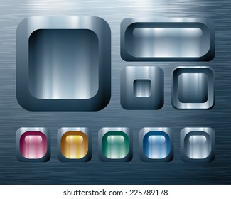 Set of metal buttons. Eps8. CMYK. Global colors. Organized by layers. Gradients used.