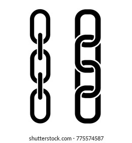 Set of metal chain, black icons. Vector illustration