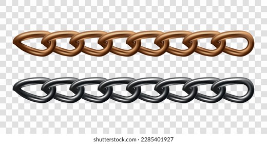 Set of metal chain links, isolated on transparent background. Realistic vector illustration.  - Powered by Shutterstock - Get 15% off with code: PIKWIZARD15