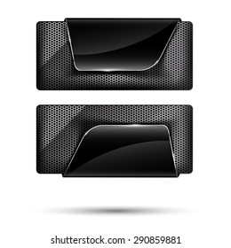 Set of metal chrome banner on white background vector illustration eps10