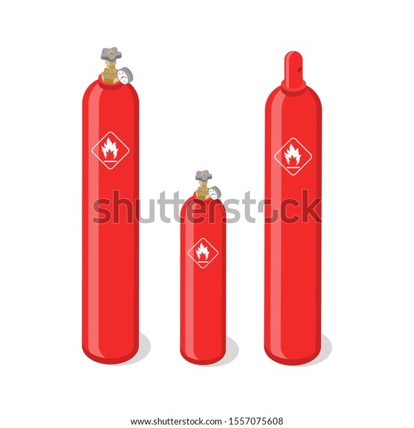 Set of metal\
containers or cylinders with liquefied compressed natural gases.\
Gas tanks balloons of various size isolated on white background.\
Isometric vector\
illustration.