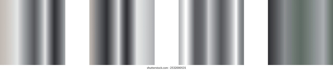 conjunto de design de vetor de cor de gradiente de metal.
