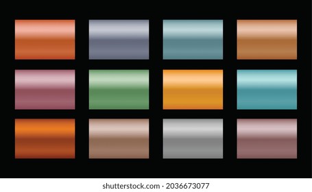 set of metal gradients in different shades and colors