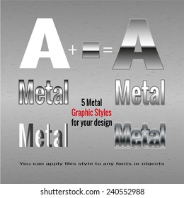 Set of metal graphic styles for your design, vector. EPS10.