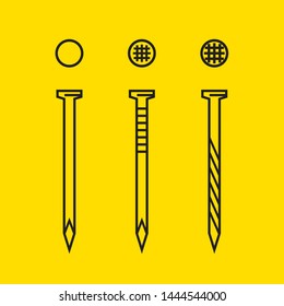 Set of metal nails. Icon
