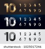 Set of metal number. Vector silver, gold and black numbers. 1, 2, 3, 4, 5, 6, 7, 8, 9, 10. alphabet typeface glowing text effect. vector illustration
