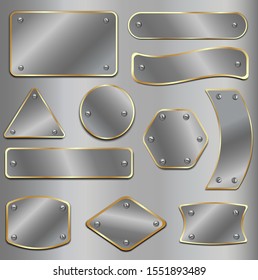 Set of metal plates. Vector illustration