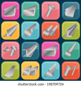 Set of metal profiles icons. Vector illustration