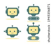 set metal robot abstract vector image