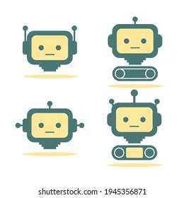 set metal robot abstract vector image