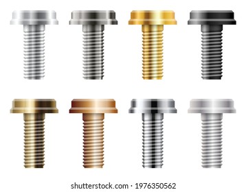 Set of metal screws vector illustration