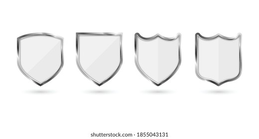 Set of metal shield isolated on white background. Vector illustration.