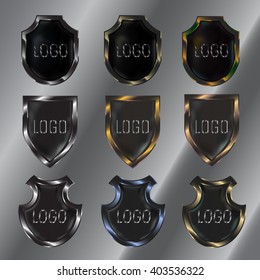 Set of metal shields for making logotypes
