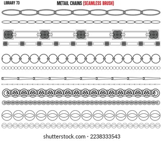 SET OF METAL SHINY CHAINS WITH DIAMNONTE AND ZIRCONS IN METAL CHAINS EDITABLE VECTOR 