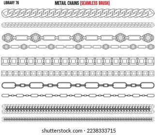 SET OF METAL SHINY CHAINS WITH DIAMNONTE AND ZIRCONS IN METAL CHAINS EDITABLE VECTOR 