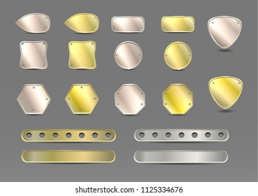set of metal silver and gold banners. vector illustration