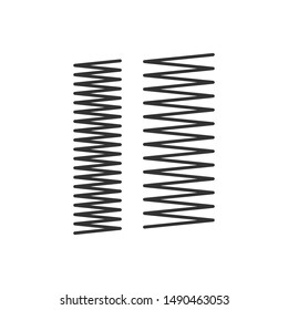 Set of Metal Springs Silhouettes Isolated on White Background