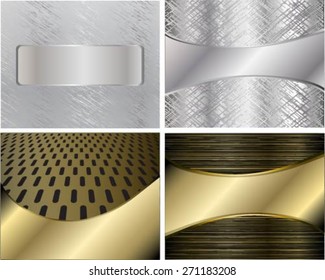 Set of metal texture with grid background. template design. Vector illustration