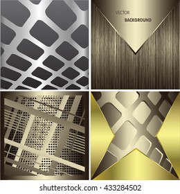 Set of metal texture with grid background. template design. Vector illustration