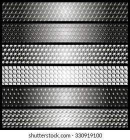 Set of metal textures, web design, vector, eps 10