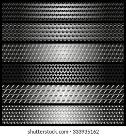 Set of metal textures, web design, vector, eps 10