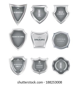 Set of metal  vintage vector design elements on white background.