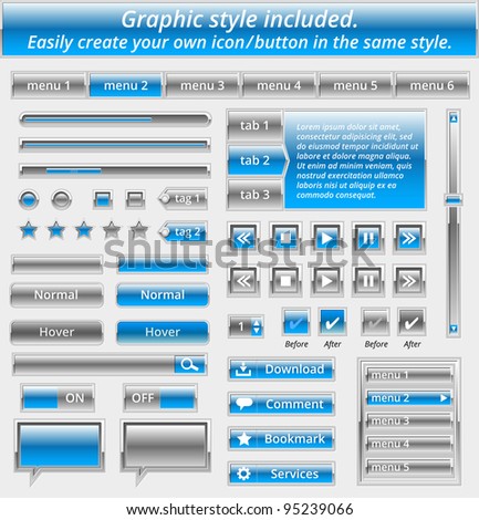 Set of metal web elements - vector file - easily customizable