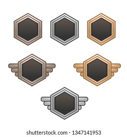 Set of metalic frames. Mobile game user interface elements. Frames for users portraits