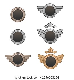 Set of metalic frames. Mobile game user interface elements. Frames for users portraits