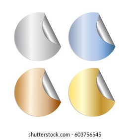 Set Of Metallic Color Sticker Isolated On White Background. Vector