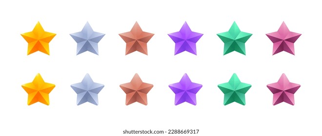 Set of metallic colored stars. Perfect for achievements. Two styles.