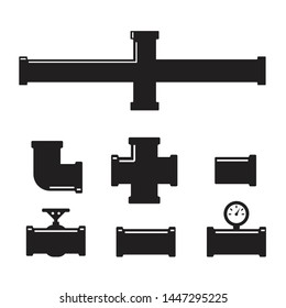 Set of metallic copper sewer pipes. Copper pipes vector set