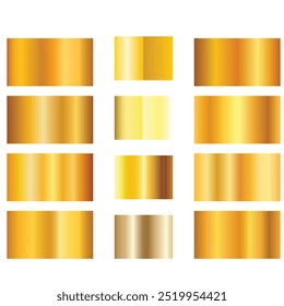 A set of metallic glossy gradients on a black background. The texture of a smooth metal surface. A collection of multicolored metallic gradients. Vector illustration.