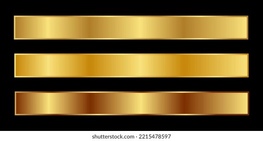 set of metallic gold gradient vector