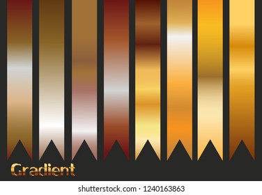 Set of metallic gradients isolated on black background. Vector gradient collection for your design.