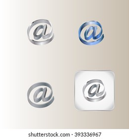 set of metallic icons mail