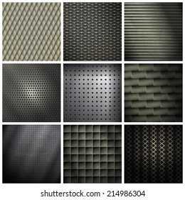 set of metallic, industrial backgrounds. vector texture