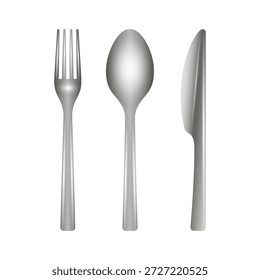 Conjunto de utensílios de cozinha metálicos sobre fundo branco