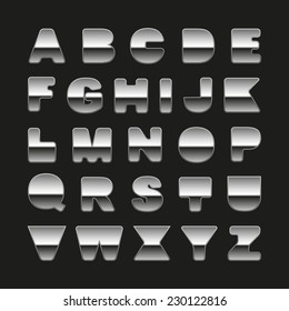 Set of metallic letters, vector