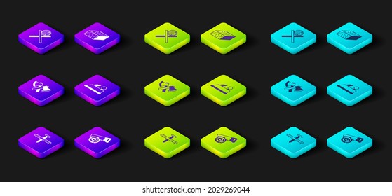 Set Metallic nail, Hand saw and log, Wooden axe, plane tool, beam and logs on stand icon. Vector
