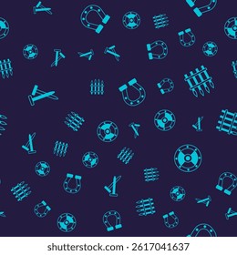 Set Metallic nails, Classic iron fence, Horseshoe and Round shield on seamless pattern. Vector