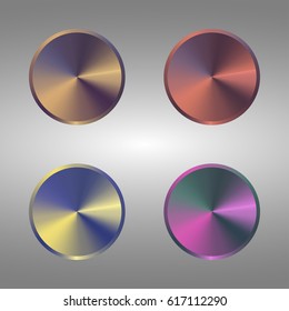 Set of metallic rainbow buttons.