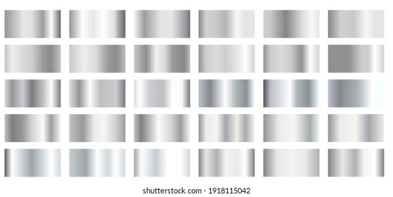 Set metallic silver gradients  Shiny  elegant gradients silver shades for label design and chrome frame  Vector illustration