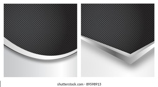 Set of metallic steel grid background
