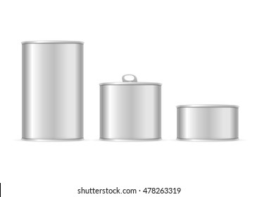 Conjunto de cucharas metálicas de estaño. Tamaño diferente para su empresa. Ilustración del vector