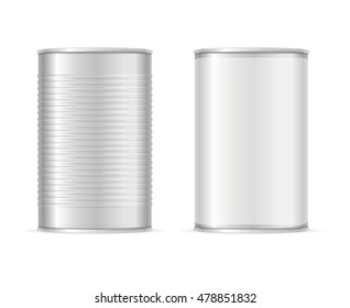 Set of Metallic Tin Cans. Vector illustration