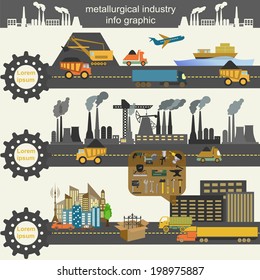 Set of metallurgy icons, metal working tools; steel profiles for creating your own industry infographics. Vector illustration