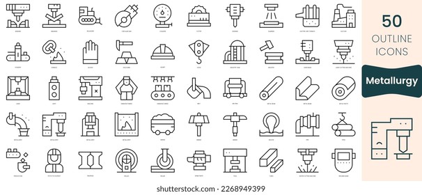 Set of metallurgy icons. Thin linear style icons Pack. Vector Illustration