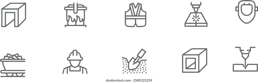 set of metallurgy vector lined icons , metal icon